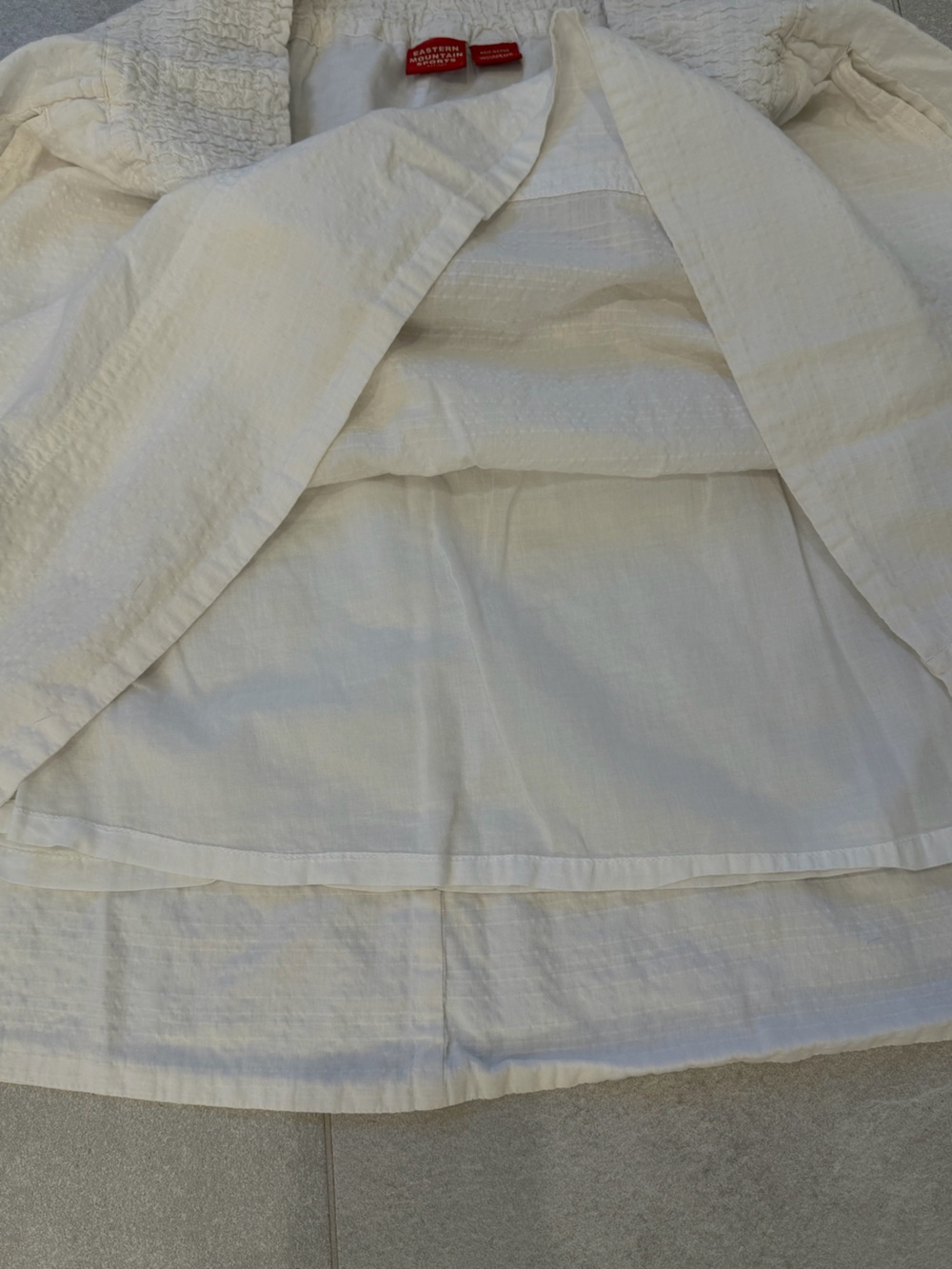 Eastern Mountain Sports White Smocked A-Line Skirt- pockets and lined! Size L - Picture 4 of 5
